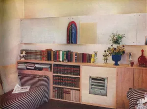 Vintage Living Room Decor Stampe: A Space-Saving Flat, 1935