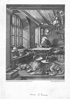 St Jerome Study Stampe: St Jerome in his study. Creator: Unknown