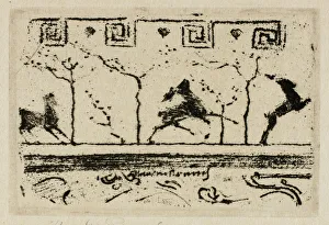 French Graphic Art Stampe: Stags, A Study for the Decoration of a Frame (Third Version), 1890-98
