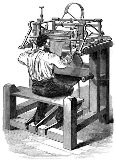 Textile Machinery History Stampe: The stocking frame, c1880