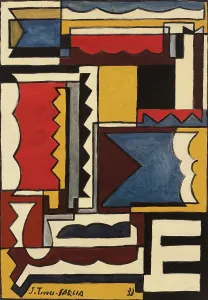 Tempera On Cardboard Artwork Stampe: Structure with interlocking shapes, 1933. Creator: Torres-Garcia, Joaquin (1874-1949)