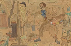 Netherlands Heritage Images Stampe: Studio of a modern painter, c.1908. Creator: Leo Gestel