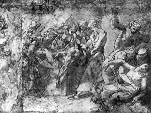 Stampe di Studio per un'Inumazione, attribuito a Raffaello, 1913. Una stampa da 'L'arte dei Grandi Maestri', di Frederic Lees, Sampson Low, Marston e Co., Londra, 1913 Immagini datate 2007 luglio: Studio per un'Inumazione, attribuito a Raffaello, 1913. Autore: Raffaello