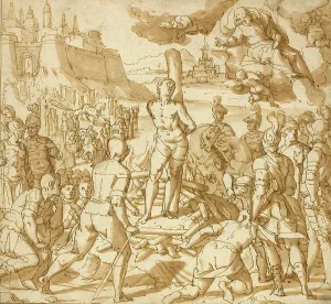 Christian Artwork Heritage Stampe: Study for Saint James Saving an Innocent from the Flames, 1600. Creator: Lazzaro Tavarone
