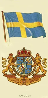 Swedish National Flag Stampe: Sweden, c1935. Creator: Unknown