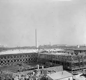 Black And White Construction Images Stampe: Temporary Building, Under Construction...Washington, D.C. 1917. Creator: Unknown