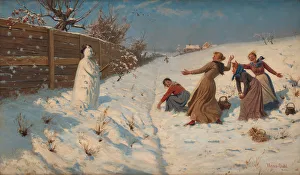 Norwegian Countryside Images Stampe: Throwing snowballs