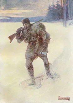 Colonial Era Illustration Stampe: Alone Across The Trackless Snow, c1908, (c1920). Artist: Joseph Ratcliffe Skelton