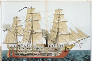 Oxford Science Archive Images Stampe: Transitional ship, 1886