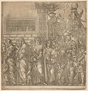 Chiaroscuro Woodcut Prints Stampe: The Triumph of Julius Caesar: Procession of Men, Women and Children, 1593-99. Creator