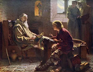 Stampe di Il Venerabile Beda Traducendo l'Ultimo Capitolo di San Giovanni, 1926 Immagini datate 2007 settembre: Il Venerabile Beda Traducendo l'ultimo capitolo di San Giovanni