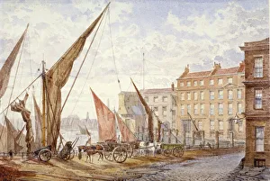 British Shipping Industry History Stampe: View of Maidstone Wharf, Queenhithe, City of London, 1865. Artist: Alfred Slocombe
