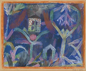 German Watercolour Art Stampe: Window in the Garden