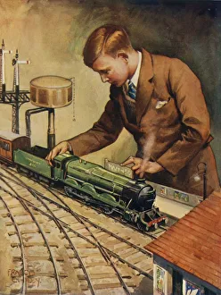 Vintage Railway Illustration Stampe: The Young Engineer, c1930. Creator: Unknown