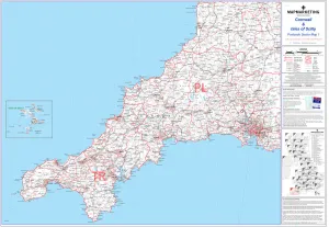 Mappa del settore del codice postale foglio 1 Cornovaglia e Isole Scilly.