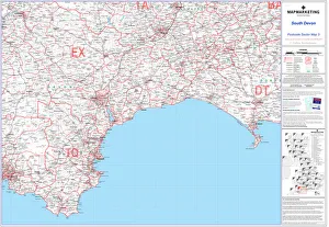 Mappa del settore di codice postale foglio 3 Devon meridionale.