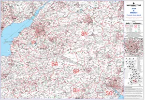 Mappa del settore del codice postale foglio 6 Avon e Wiltshire.