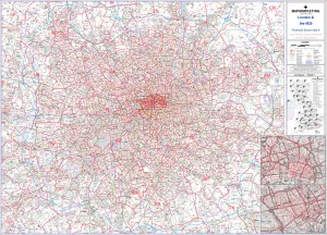 Stampe di 'Questa mappa del settore di posta (scheda 8) visualizza tutta la prima parte del codice postale e il primo numero della seconda parte, o Codice Inward, (ad esempio EX20 3) per Londra e l'M25 Opere D'arte Digitali Stampe: Mappa del settore di codice postale foglio 8 Londra e M25.