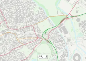 E - Londra E Stampe: Hackney E9 5 Map