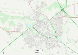 GL - Gloucester Stampe: Cotswold GL7 1 Mappa