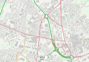 OL - Oldham Stampe: Oldham OL9 6 Mappa