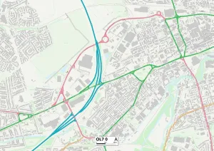 OL - Oldham Stampe: Tameside OL7 0 Mappa
