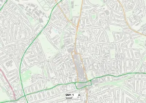 Stampa con cornice : Sutton SM1 1 Mappa Stampa con cornice : Sutton SM1 1 Mappa
