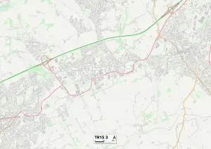 TR - Truro Stampe: Cornovaglia TR15 3 Mappa