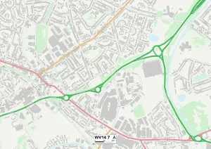 Stampa con cornice : Wolverhampton WV14 7 Mappa