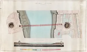 London Underground History Stampe: Print of Thames Tunnel Plan, 1842