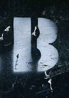B, testo, stencil.