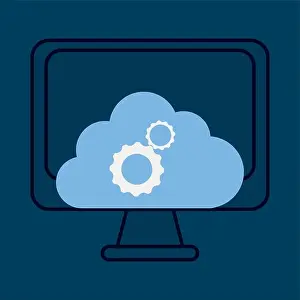La tecnologia iconica di calcolo in cloud illustrazione vettoriale disegno grafico.