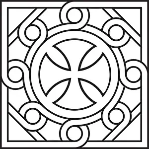 Croce copta in unità decorativa e schema, Alta precisione, NO.21