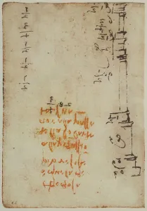 Renaissance Architecture Drawings Stampe: Calculations for an architectual plan and some notes
