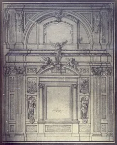 Historic Building Designs Stampe: Drawing by Trabuchi of a facade