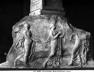 European Ancient Civilization Art Stampe: Fragmented bas-relief of a triangular altar