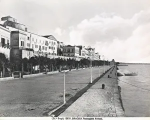 Mediterranean Coastline Scene Stampe: Panoramic view of the seafront of Syracuse