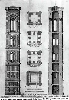 Bell Tower Design Stampe: Plan and elevation of the cathedral bell tower