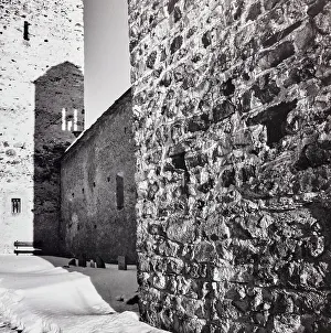 Engadine Landscape Photography Stampe: Shadow of the bell tower