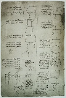 Leonardo Da Vinci Study Stampe: Study on balance instruments, weights and levers