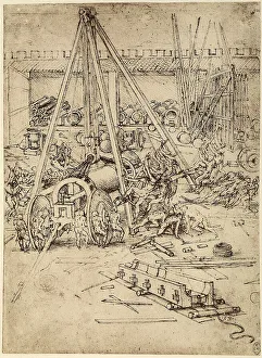 Royal Library Of Windsor Collection Stampe: Study of cannons and windlasses