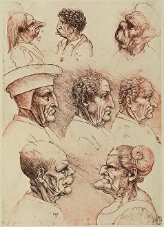 High Renaissance Drawing Stampe: Study of caricatures