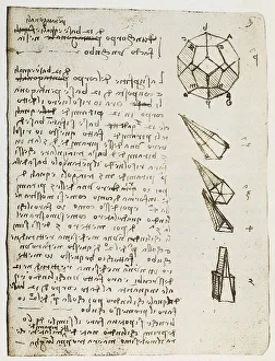 Renaissance Artist Leonardo Da Vinci Stampe: Study on the construction of solid geometric figures