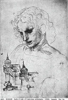Windsor Castle Architecture Stampe: Study of a head and of an architectural structure