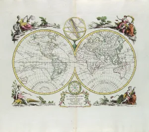 Antique Geographical Maps Stampe: World Map and a general description of the globe