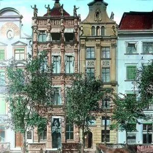 Stampa con cornice : Danzig. Una ulteriore decorazione del quartiere di Langemarck è il palazzo