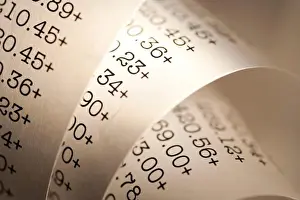 Financial Concept Image Stampe: Adding machine tape closeup