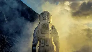 Stampe di L'astronauta esplora il pianeta alieno Maggio Stampe: Un astronauta esplora un pianeta alieno.