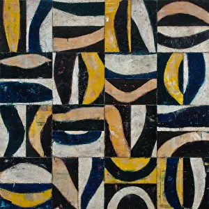 Stampe di Forme e forme audaci sono costruite con strati di pittura encaustica ed organizzate all'interno di una struttura a griglia per creare un'armoniosa composizione Marzo Stampe: Forme e forme audaci sono costruite con strati di pittura encaustica.