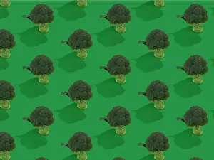 Stampe di Broccolo su sfondo verde a motivi verdi Aprile Stampe: Broccolo su sfondo verde a motivi verdi.